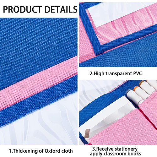 CRASPIRE Classroom Chair Pockets 15.66 x 18.18 inch Pink Chairback Buddy Pocket Chart Desk Buddy Pocket Organizer with Label Slot for School Home Classroom Preschool Daycare