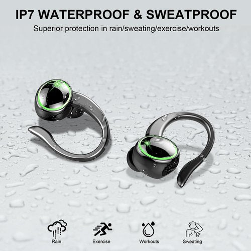 Wireless Earbuds, 2025 Bluetooth 5.4 Headphones Sports, 50H Playback Over-Ear buds with ENC Noise Cancelling Mic, Deep Bass Fitness Earphones with Earhooks, IP7 Waterproof Headset for Gym Workout