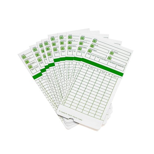 Zzrywuty All Pay Periods, 100 Count Time Cards for Hn3000, 2-Sided, 3 3/8" x 7 3/8", Green