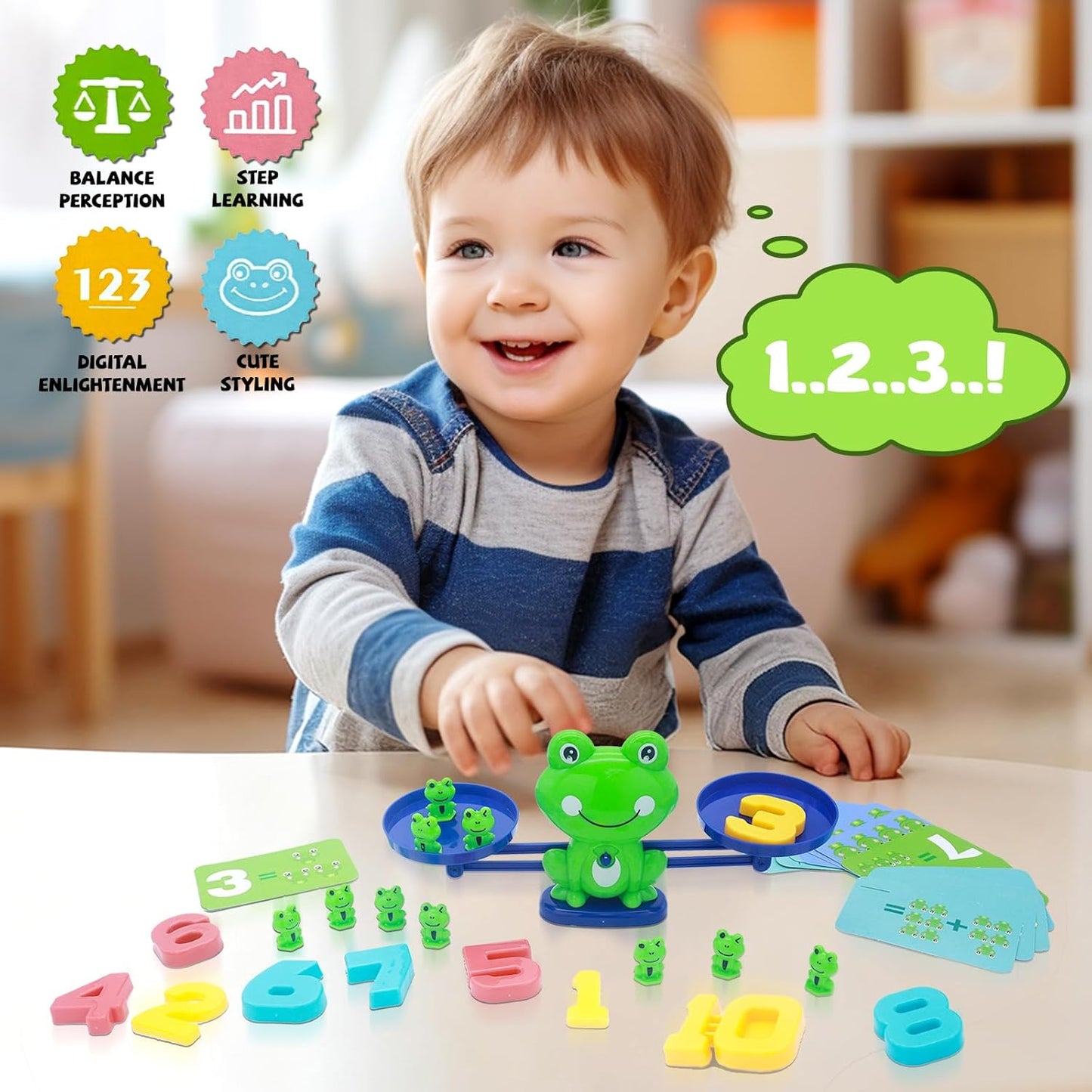 Snugzy Frog Balance Counting Toys - Engaging Math Learning Games for Kids | 93 PCS STEM Educational Set for Ages 3+