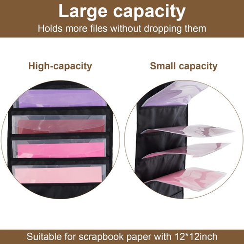 Henoyso 2 Pcs 12 x 12 Inch Paper Storage Scrapbook Vinyl Roll Storage Organizer Hanging Wall File Organizer with Door Hangers for Office Cardstock Craft (Black)