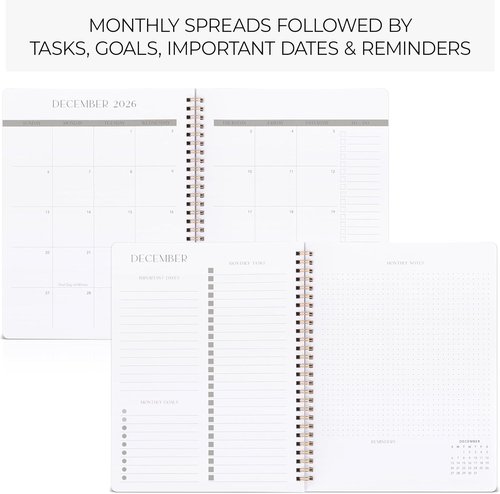 Beautiful Monthly Planner 2026-2027 | Organize Tasks & Boost Productivity - Runs January 2026 to December 2027