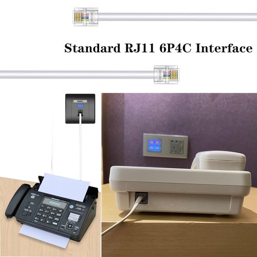 3-Pack RJ11 Telephone Extension Cord - 1FT Landline Phone & Fax Cable | White