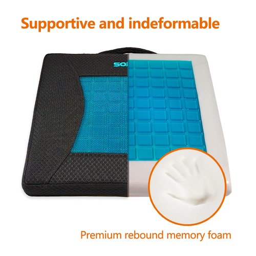 Sojoy Gel Seat Cushion,Portable Memory Foam Chair Seat Cushion for Car,Office,Wheelchair,Lower Back, Sciatica and Tailbone Pain Relief