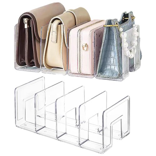 Yuixoseu Purse Organizer for Closet, Clear Acrylic File Organizer, Desk File Holder for Book, Document, Envelopes, Binder, Mail, Handbag (2Pcs)