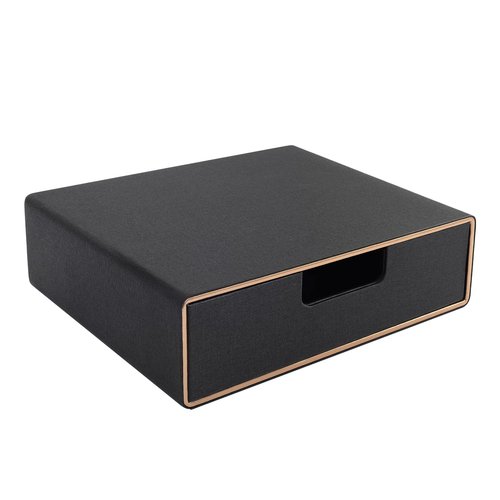 RHCSZ Stackable Organizer Drawer PU Leather Classic Handmade,Organize Home Office Desk Accessories and Sort Letter-Size Paper/a4 Document,Desk Caddy with Drawers Storage Box ,13.1x10x3.7inches,Black
