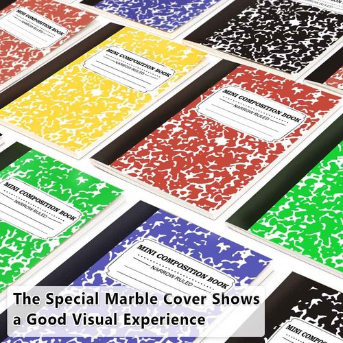 feela 90 Pack Mini Composition Notebook Bulk, Cute Pocket Composition Note Pad, Small Journal Notebooks for Students College School Supplies, 4.5" X 3.25", Narrow Ruled, 5 Marble Covers
