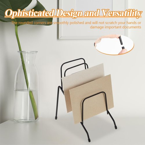 Chivertion 6 Pcs Metal Incline Desk Flip Organizer Rack Small Desktop File Sorter Wire Organizer Vertical Incline File Holder Stand for Mail Paper Book Magazine Filing Office Desk, 6 Sections