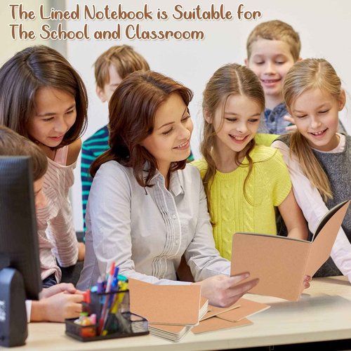 Seajan 96 Pack Back to School A5 Kraft Paper Notebooks 8.3 x 5.5 Inch Journal Lined Notebook Bulk for Office Students School Classroom Writing Work Supplies