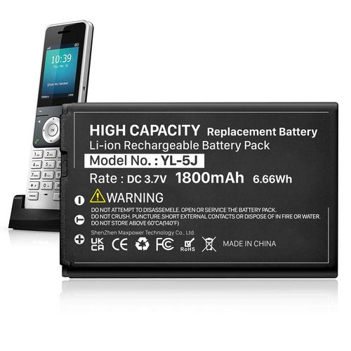 HUAENG 1800mAh YL-5J Battery Compatible with Yealink W56HB W59R W56h/p W59VR W76p W60P W77P W79P W56-BATT One Talk IP DECT 3.7V