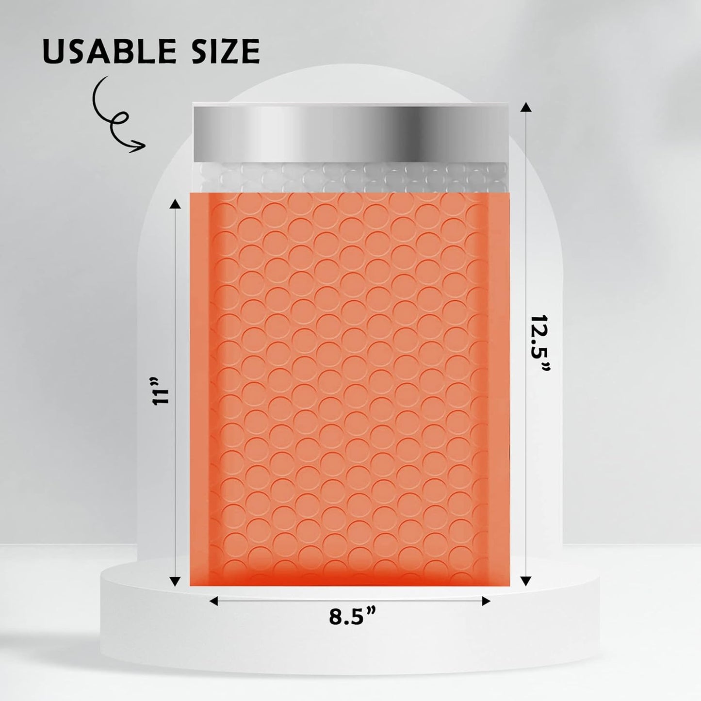 Yens Poly Bubble Mailers - 8.5x12 Orange Waterproof Self-Seal Shipping Bags | 25 Pack Padded Envelopes