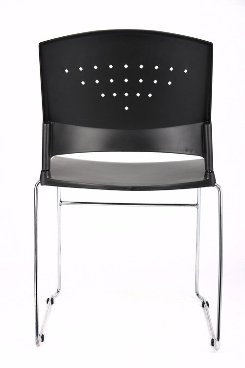Boss Office Products Chrome Frame Stack Chair 2 Pack in Black