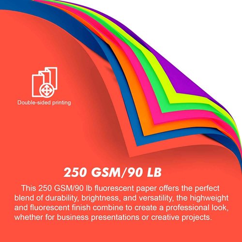 Poster Board 22x28 Inches,56 Sheets Neon Paper 7 Color Fluorescent Paper Bright Cardstock 250 GSM/90 lb Heavyweight Projects School Science Fair Event Displays and Business Presentations