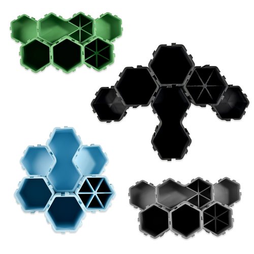 Glassboard Studio Hexaflex Organizer Set - Pen and Pencil Holder for Desk, Versatile Hexagon Design, Adjustable Dividers, 12 Color Options - Desk and Office Organization (Seaside Teal)