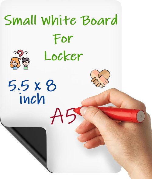 Locker Dry Erase Board - Magnetic 5.5x8 Mini Whiteboard for Lockers | Convenient and Portable