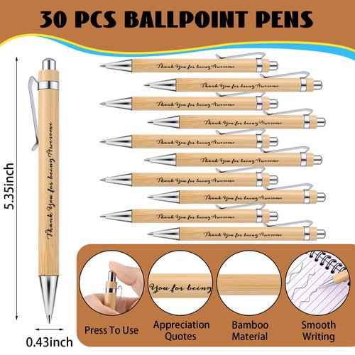 30 Sets Employee Appreciation Gifts Bulk Inspirational Spiral Notebooks with Sticky Notes Motivational Journals Ballpoint Pens Thank You Gifts for Teacher Nurse Coworker (30, Thank)