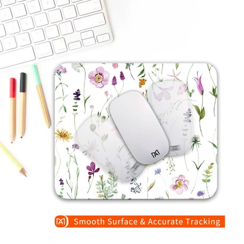 Armanza Square Mouse Pad Beautiful Flowers Plants, Personalized Premium-Textured Custom Mouse Mat Design, Washable Mousepad Cloth, Non-Slip Rubber Base Computer Mouse Pads for Wireless Mouse