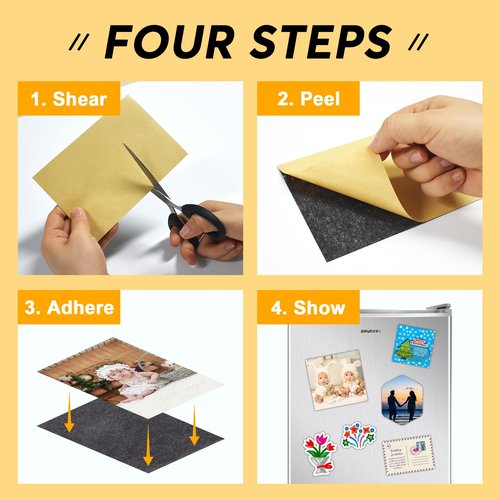 Towjug Cuttable Magnetic Sheets 6 Pack, Each 8" x 10", Stick Magnetic Paper with Adhesive Backing for Crafts, Paper Magnets and Stickers