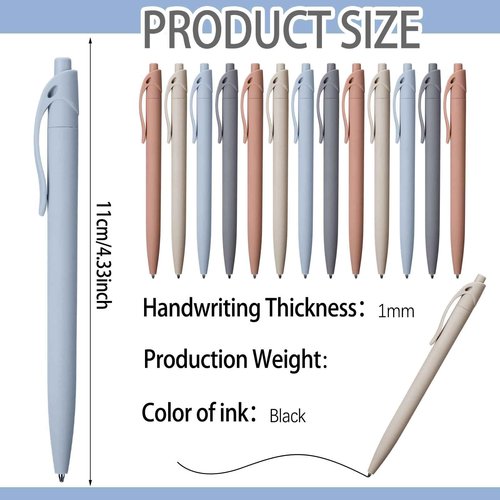 Fulmoon 300 Pcs Black Ink Pens Bulk 1.0 mm Medium Point Retractable Click Ballpoint Pens Smooth Ink for School Office Back to School Supplies(Morandi)