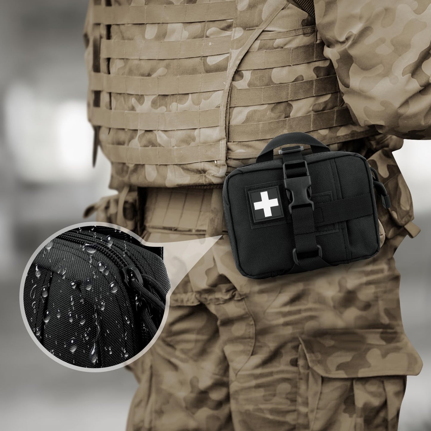 ZZY Tactical EMT Pouch, Upgrade IFAK Tear-Away First Aid Kit Tactical Small Belt First Aid Pouch Molle Medical Pouches for Travel, Outdoor Hiking, Hunting
