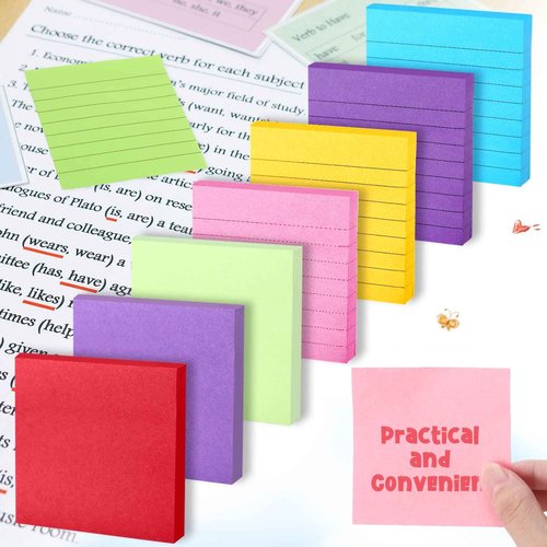 Fuutreo 100 Pad 10000 Sheet Sticky Notes Bulk 3 x 3 Inch Lined Self Stick Note Pad for School Student Teacher Classroom