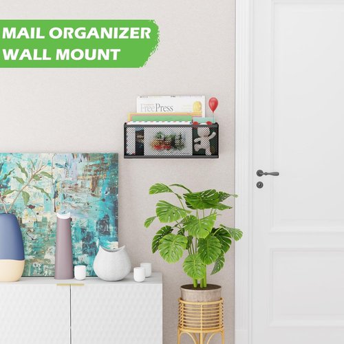 Regine Switzerland Mail Organizer - Stylish 2-Slot Countertop & Wall-Mounted Design | Black