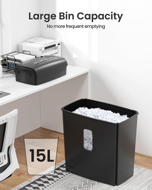 Locksworth 8-Sheet Micro Cut Paper Shredder P-4 High Security for Home Office Use with Handle, Shreds Credit Card/Staple 4 Gallons(Black) Visual Window Wastebasket