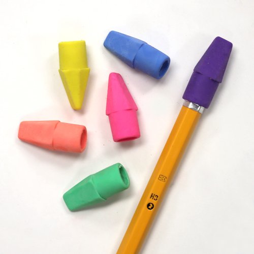 BAZIC Products Eraser Top, Latex Free Pencil Tops Erasers (50/Pack), Neon Color Arrowhead Caps Erasers for Student Art Drawing School Supplies, 24-Packs
