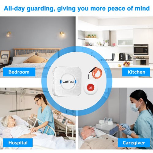 CallToU Caregiver Pager Wireless Alert Button Home Intercom System Long Range 2 Way Radio for Elderly/Patient/Pregnant/Home/Office