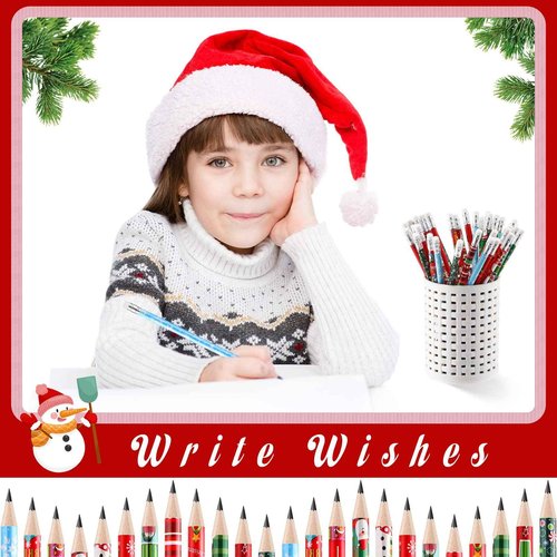 Yexiya Christmas Pencils Bulk for Kids Colorful Wood Pencils with Erasers, Snowman, Santa and Elk Design for Office School,12 Styles(336 Pcs)