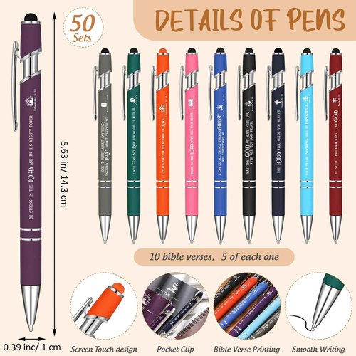 Gueevin Christian Notebook and Pen Set Includes Bible Verse Notepads Metal Pens Black Ink, Christian Quotes Notebook and Ballpoint Pen Bulk Christmas Religious Gift for Women Men (100)