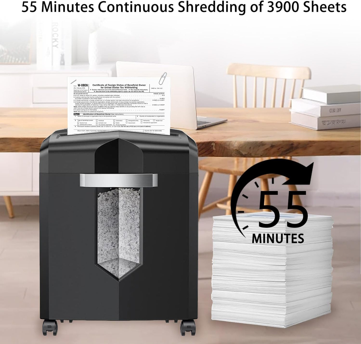 Bonsaii 12-Sheet Micro-Cut Paper Shredder - 55-Minute Run Time, Shreds CDs & Credit Cards | 4.2-Gal Bin - Black