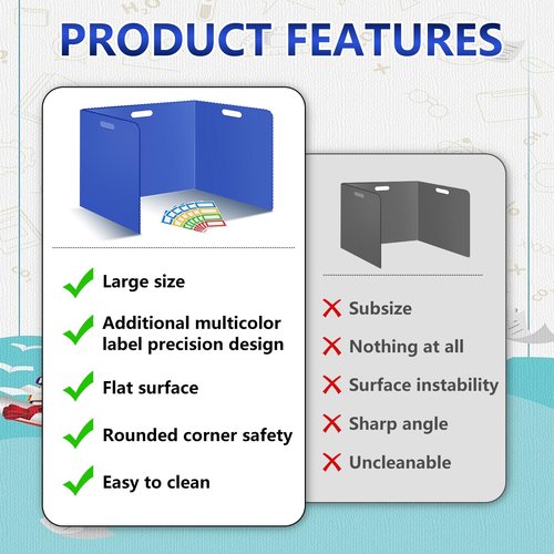 24 Pcs Desk Dividers for Students 14 × 17.5 × 14 Inch Plastic Durable and Waterproof Privacy Folders Shields Test Dividers with Classroom Privacy Boards for School Study Supplies(Blue)