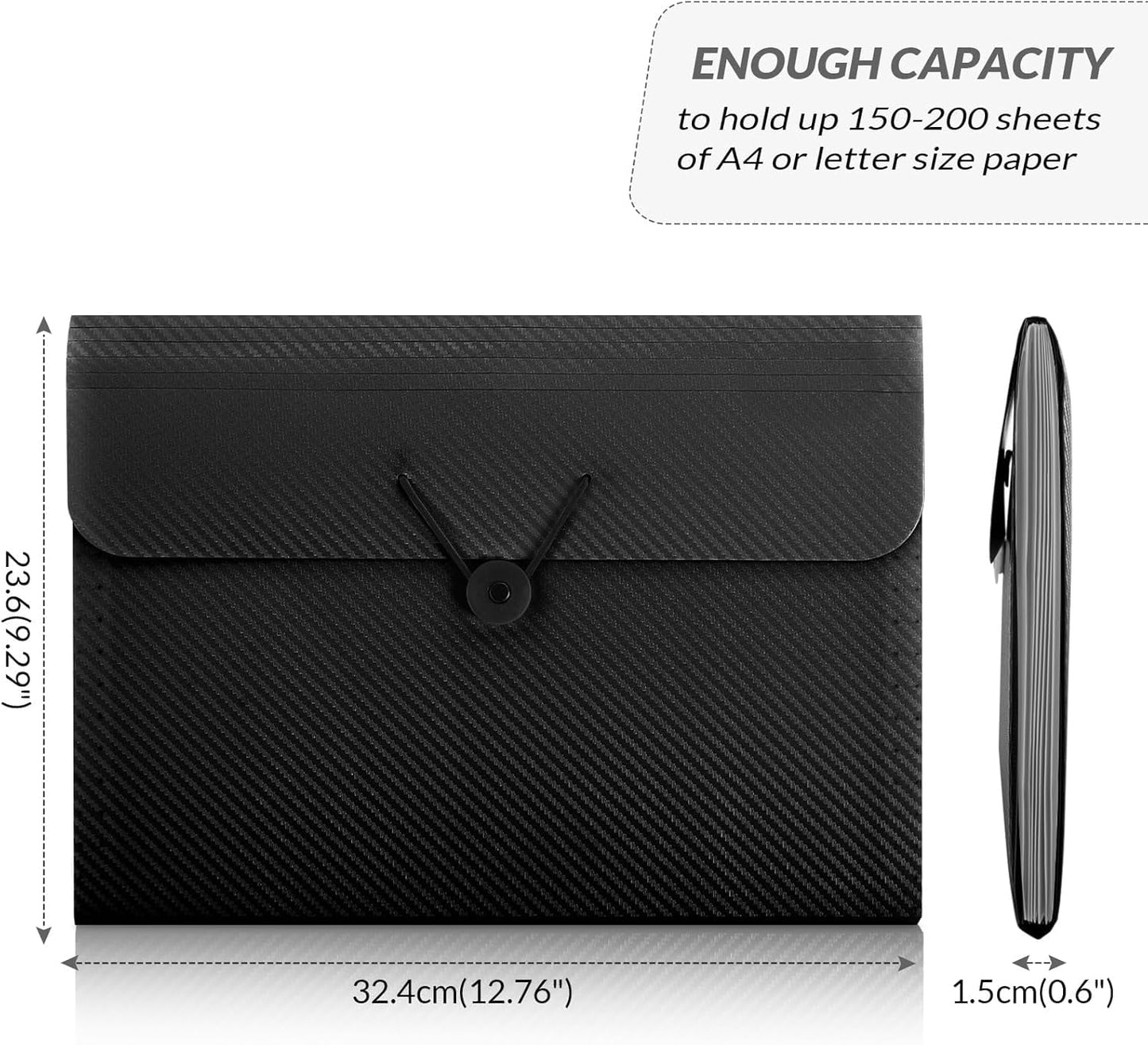 SKYDUE Expanding File Folder - 7 Pocket Accordion Organizer for Documents | Portable Black Filing Solution
