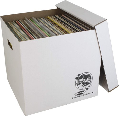 Durable Set of 5 12 inch Vinyl Record Storage Boxes - Heavy-Duty Cardboard Construction with Removable Lid - Holds Up to 90 Records Each - Built Tough for Long-Term, Secure Archival Storage - #12BC13