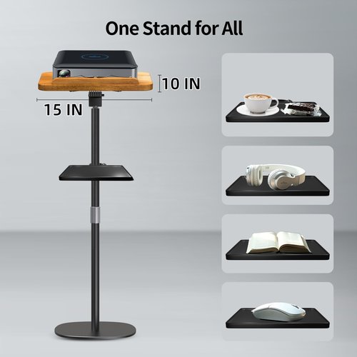 Namon Heavy-Duty Music Stand for Floor, Small Solid Wooden - 15×10 in, Adjustable Height (16.5-51'') & Angle (0-180°), with Sheet Music Clips, Perfect for Sheet Music, Books, Projector, Laptop, etc.