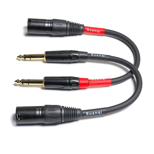 1/4 Inch TRS to XLR Male 6.35mm Balanced Signal Interconnect Microphone Cable Quarter inch to 3pin XLR Patch Cable 2Pack 8 inches