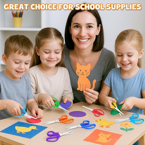 100Pack Kids Scissors Bulk, 5 Inch Scissor for School Student Teacher, Scissors Bulk Classroom Safety Scissor for Kindergarten Preschool Classroom Office Home Craft Cutting Paper