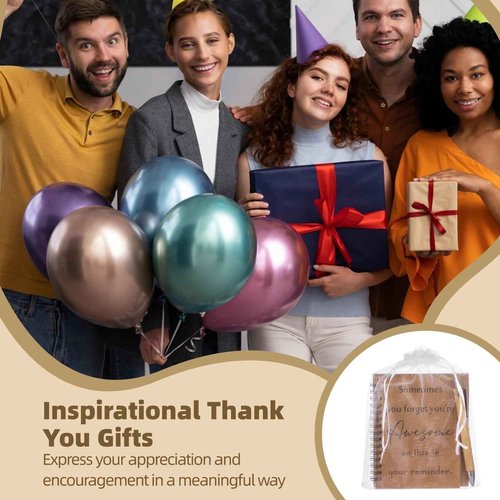 Tideme 50 Sets Inspirational Gifts Bulk, Including Mini Spiral Inspiration Notebook, Retractable Bamboo Pens, and Organza Bags, Encouragement Gifts for Nurse Medical Assistant Coworkers