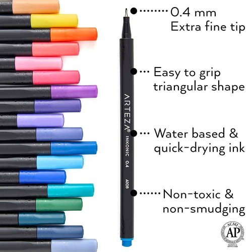 ARTEZA Fineliners and Markers Bundle for Coloring, Calligraphy, Sketching, Doodling, Drawing, Journaling, Hand Lettering & Painting