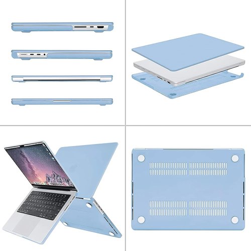 MOSISO MacBook Pro 14-Inch Hard Case - Airy Blue with Keyboard Skin, Screen Film & Pouch