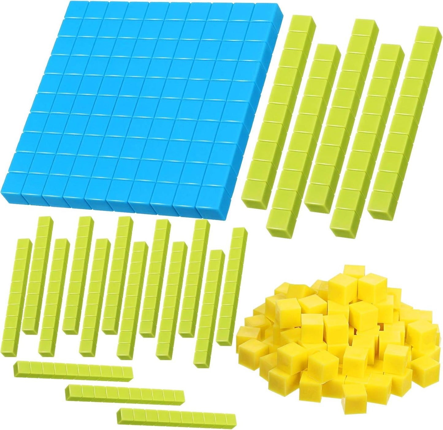 Sumind Base Ten Blocks - 121 Pieces Educational Math Learning Tools for Kids | 3 Color Plastic Counting Units