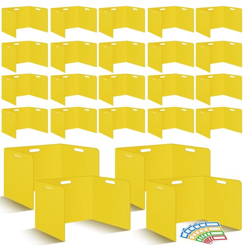 24 Pcs Desk Dividers for Students 14 × 17.5 × 14 Inch Plastic Waterproof Privacy Folders Shields Test Dividers with Yellow Classroom Privacy Boards for School Study Teacher Supplies(Yellow)