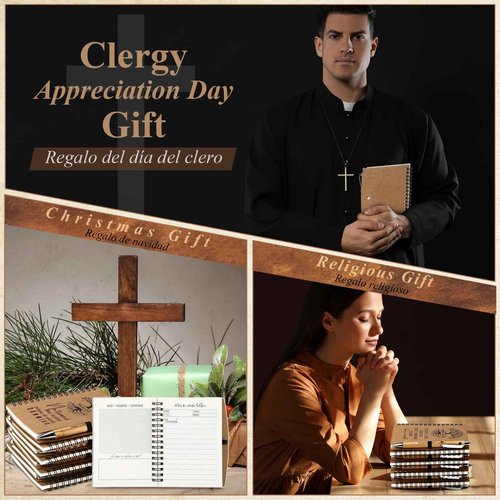 Spakon 30 Sets Christian Gifts for Women Men Bulk Spiral Kraft Prayer Journals Notepad Bible Verse Pen Religious Daily Planner Notebook for Church VBS Sunday School Teacher (Tree Style)