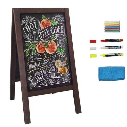 HUAZI Chalkboard Sign 40x20'' Outdoor Chalk Board Signs Sandwich Board Sign Wooden A Frame Sidewalk Sign Large Standing Chalkboard with Liquid & Solid Chalk for Party Wedding Restaurant