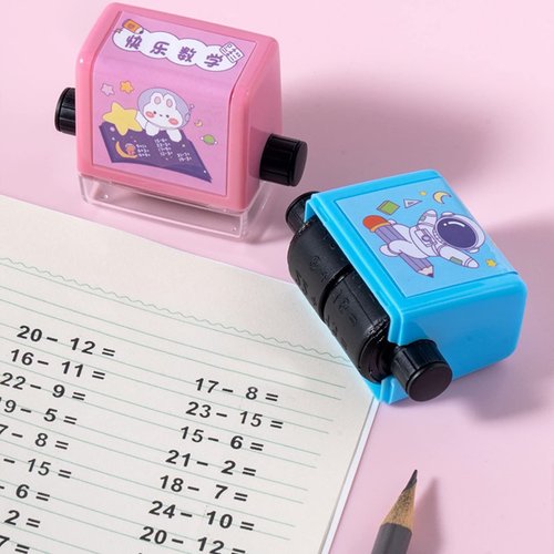 4PCS Teaching Stamps for Kids,Smart Math Roller Stamps,Math Practice Stamps,Addition Subtraction Multiplication Division Math Learning Stamps for Home Preschool Kindergarten Classroom Supplies