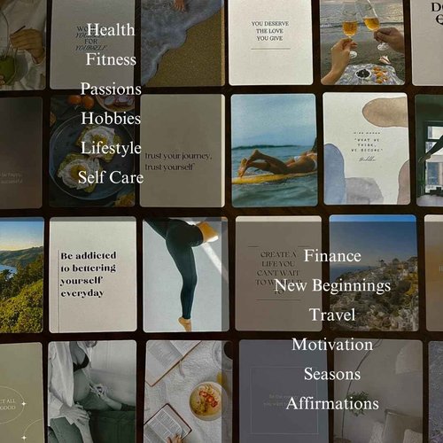 Daily Dopamine Vision Board Kit for Ambitious People- Foldable Mood & Dream Board for Manifestation, Visualization & Goal Setting|125 Aesthetic Photo & 25 Empowering Quote Cards| Vision Board Supplies