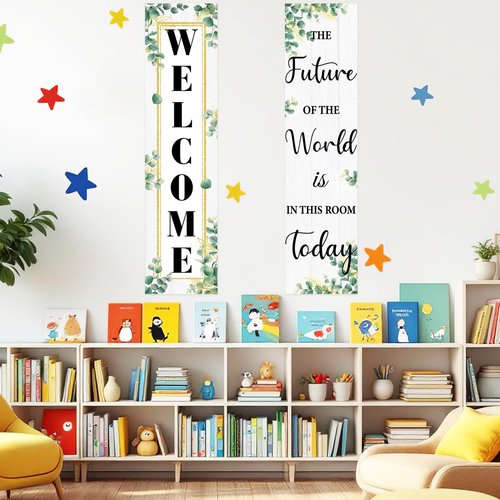 Eucalyptus Classroom Welcome Poster Decorations, Welcome Sign for Teachers, Positive Back to School Classroom Banner for Elementary Middle School Bulletin Board Posters Decor