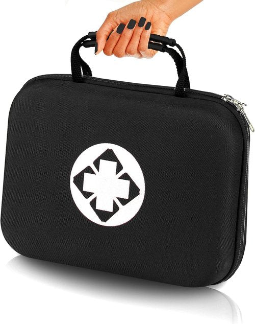Monoki 300PCS Home First Aid Kit - Essential Emergency Gear for Hiking & Travel | Black Backpacking Bag