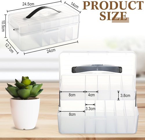 Honeydak Clear Plastic Bandages Organizer - Large 2-Tier First Aid Box for Home, Office & Travel
